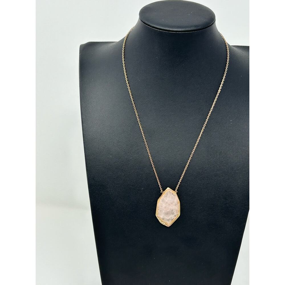 Vintage Signed SIGAL Marked 925 Gold Tone and Rose Quartz Necklace